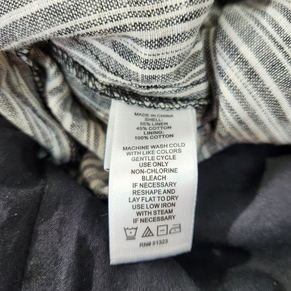 1. State Linen (sz 12) Blend Wide Leg V Neck Grey Striped High Waist Jumpsuit - Picture 12 of 12